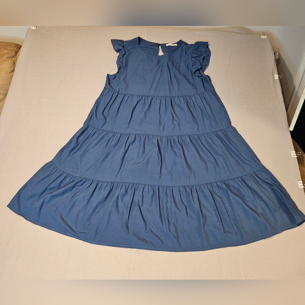 Kirundo Blue Dress‎ Tiered Design Size M